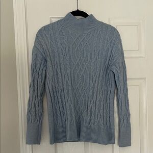 Tahari Pale Blue Ribbed Mock Neck Sweater